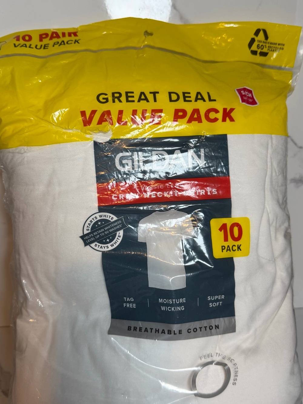 Gildan White Crew Neck T-Shirts Value Pack - 10 Pack